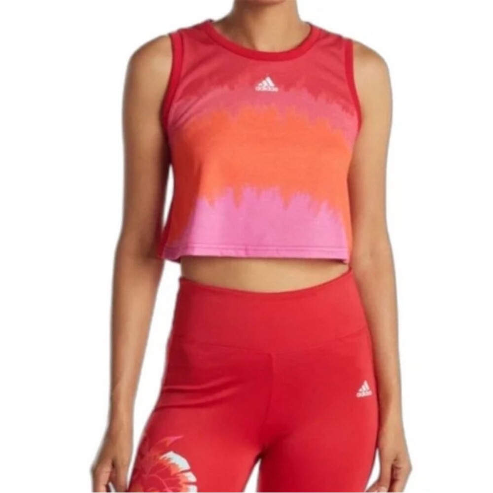Adidas Farm Rio Tie Dye Tank Women's Pink Red and Orange Crop Top